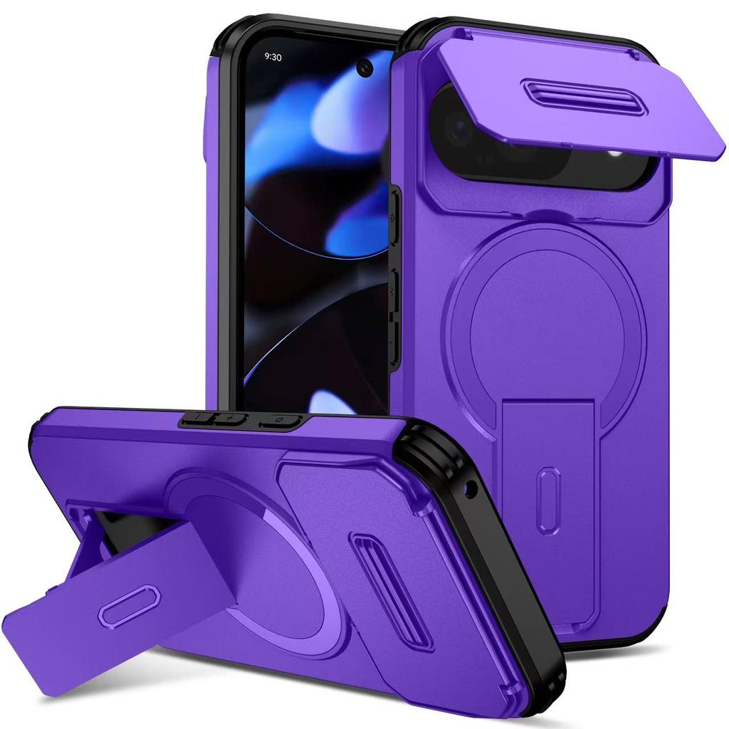Armor Shockproof Magnetic Case For Google Pixel 10 9 Pro XL 9A Lens protection stand bracket wireless charging For Magsafe Cover