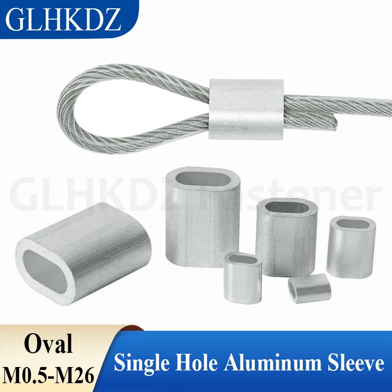 M0.5-M26 Oval Aluminum Sleeve Single Hole Cable Crimp Sleeve Wire Rope Ferrule Clamp Fixing Clip Aluminum Crimping Loop