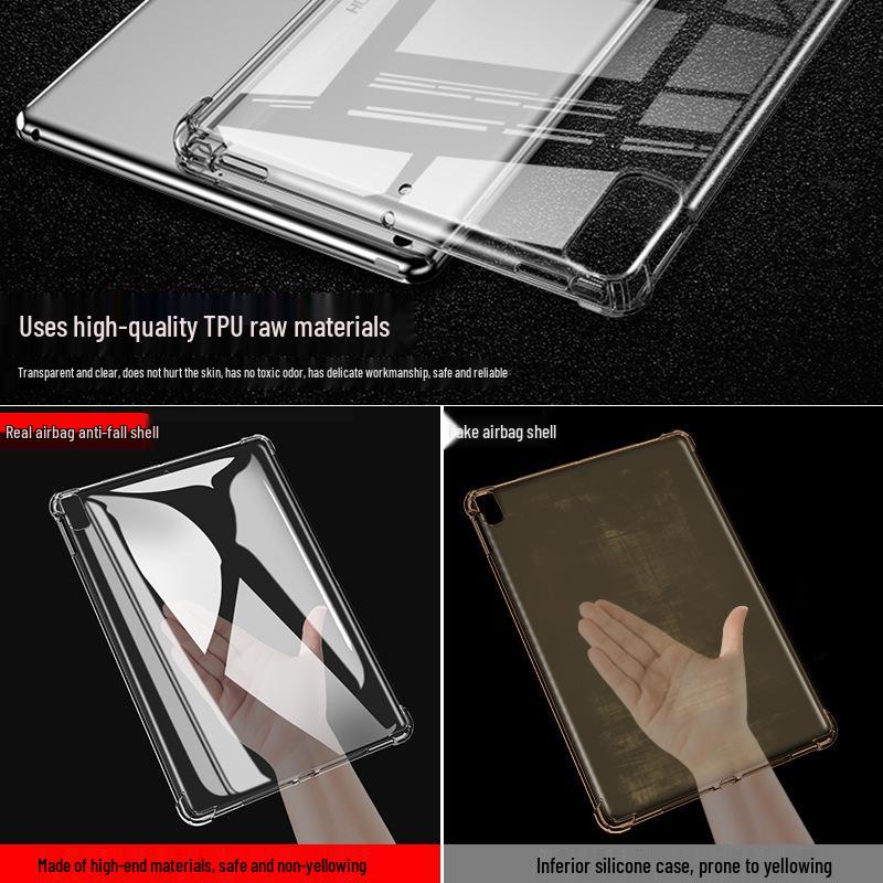 Мягкий защитный чехол для Huawei MatePad 11 с углами-подушками безопасности, прозрачный, подходит для моделей 10.8" и 10.1".
