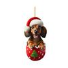 Dachshund Christmas Ornament Puppy In Mug Christmas Tree Ornament 2D Acrylic Dachshund Hanging Decor Gifts for Dog Lovers