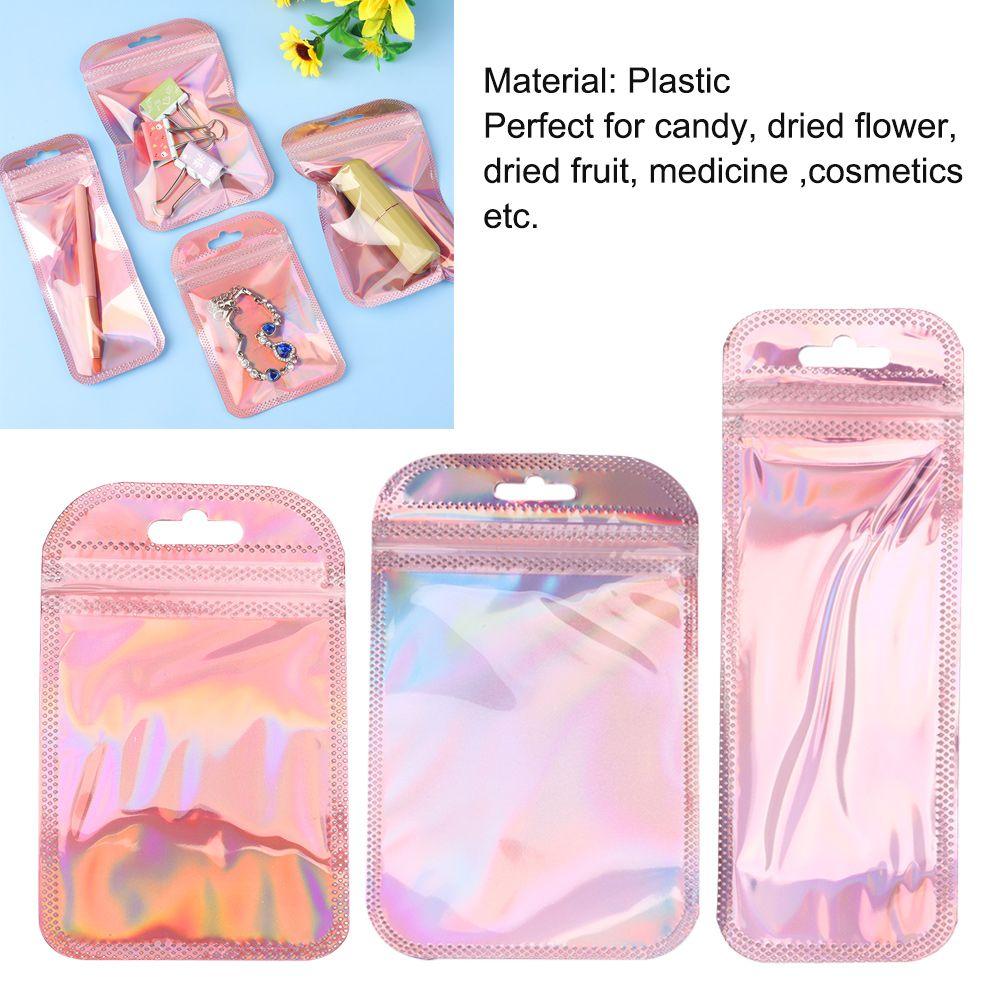 With Hang Hole Resealable Iridescent Self Sealing Pouches Zip Pouches OPP Bags Packaging Bag