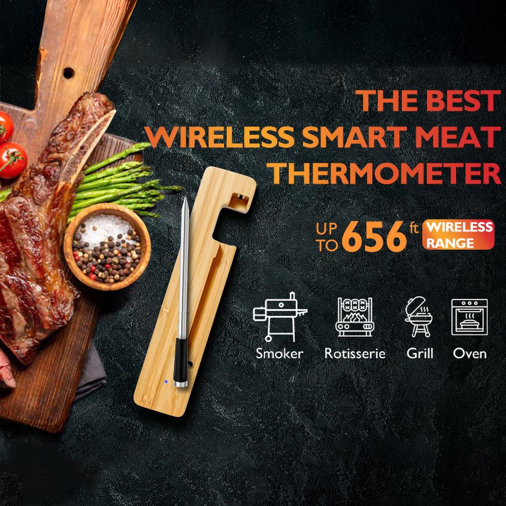 Household Kitchen Wireless Barbecue Meat Thermometers with Timing Function Waterproof Barbeque Thermometers for Oven BBQ Cooking