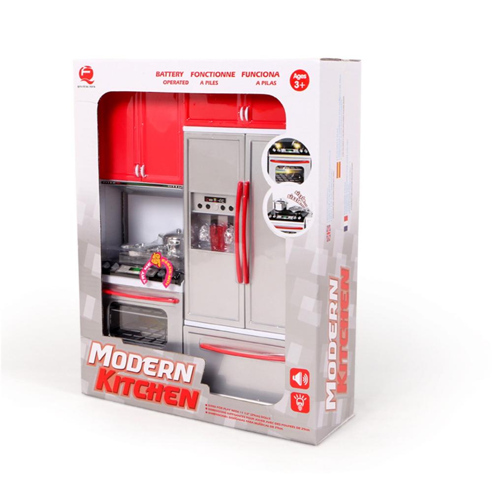 Simulation Kitchen Cabinets Set Children Pretend Play Cooking Tools Mini Dolls