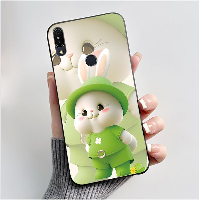 Чехол для Asus Zenfone Max Pro M1 ZB602KL ZB601KL X00TD / Max M1 ZB555KL X00PD, Чехол-Кролик Мультяшные Животные, Черный Мягкий Силиконовый Чехол