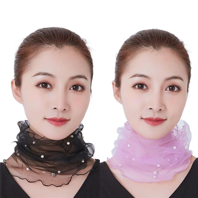 Collar Scarf Beaded Lace Scarf for Women Girl Circle Scarf Spring Clothing Accessories Comfortable Breathable