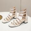 Women Summer New Square Very Open Toe Sandals Fashion Sexy Hollowed Out Narrow Strap Solid Color Sexy Party Dress Sandals 35-40