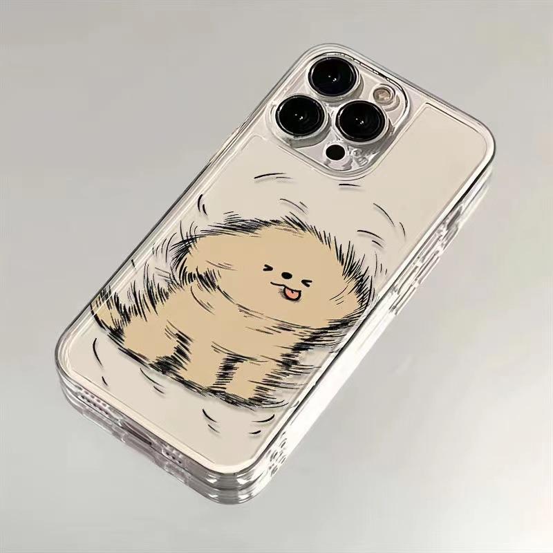 Cute Shaggy Dog Couple Print Phone Case for iPhone 17 16 15 14 13 12 11 16E Series Pro Max Plus Double Layer Protection