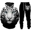 Personality Roaring Tiger 3D Printed Men's Hoodie/Set Cool Sweatshirts+Trousers Suit Tracksuit Sportswear Fashion Couple Outfits