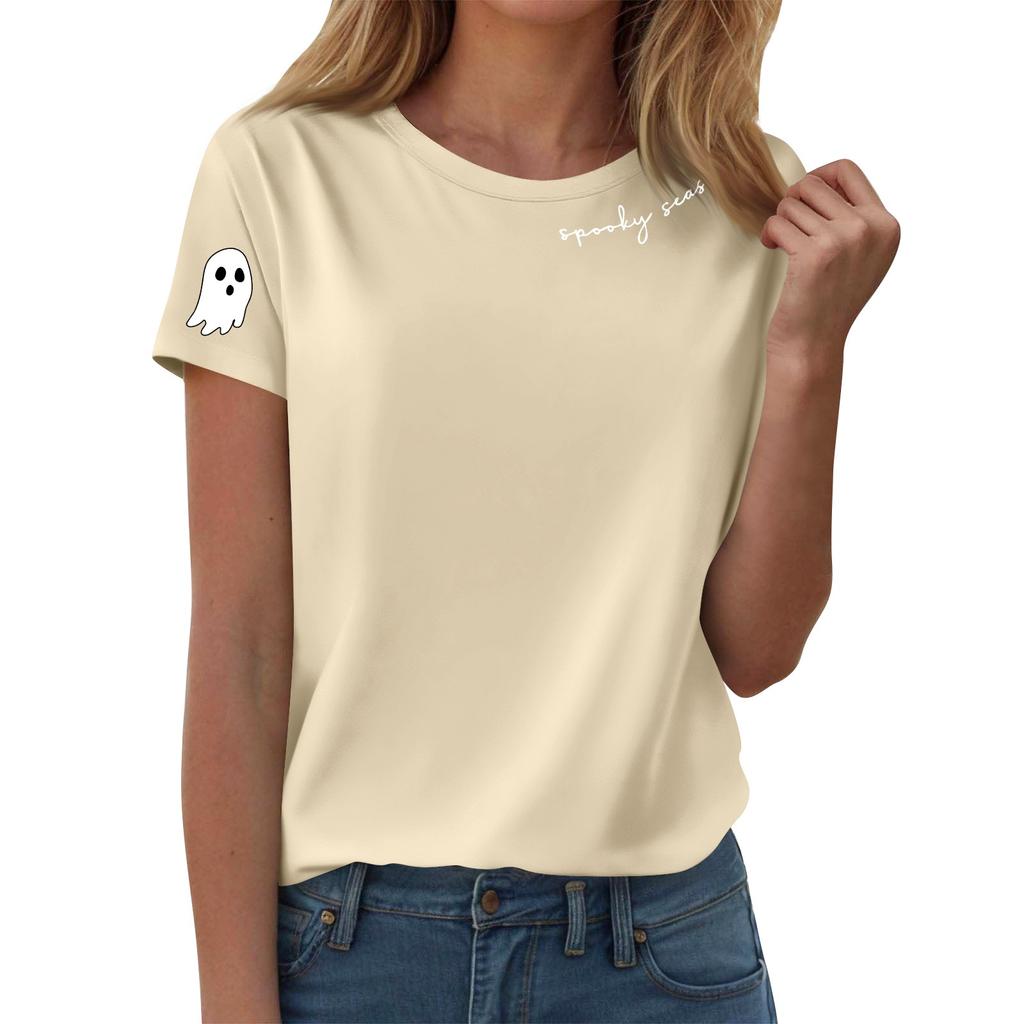 Женские футболки, Женские топы с коротким рукавом, Летняя мода, Повседневные стильные футболки с круглым вырезом, Туники