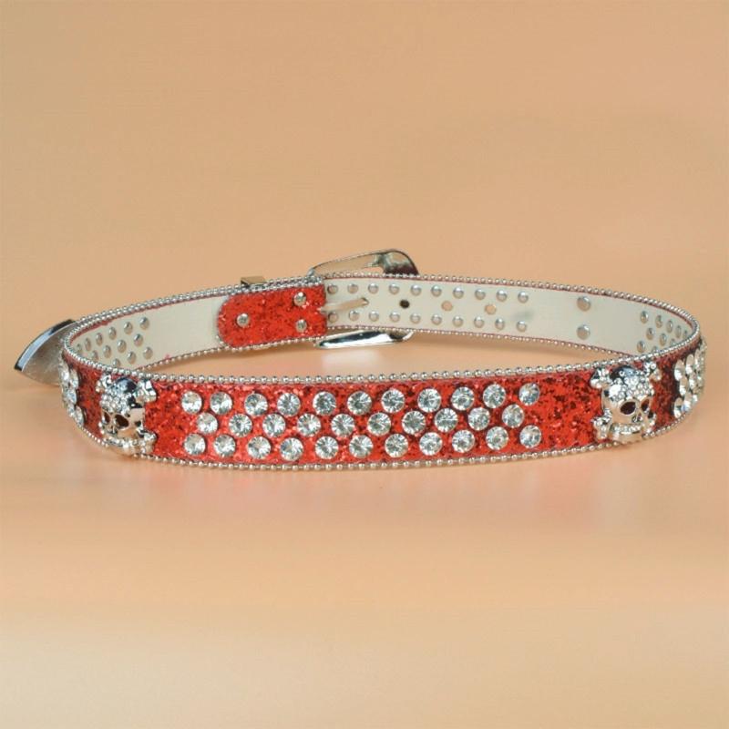 Стимпанк Ремень со стразами Женский Пояс на талию Западный Ковбойский Ремень из ПУ кожи с черепами и заклепками для Девочки-подростка Женский Мужской