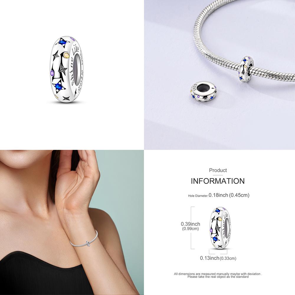 Шармы Медь Сверкающая Счастливая Звезда Сердце Бусины Шарм Подвеска Ювелирные изделия Подходит для Оригинального Браслета Подарок для Женщин Подарок