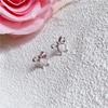 Silver Color Bow Stud Earrings For Women Minimalist Cute Mini Small Bowknot Ear Piercing Earrings Jewelry Gift