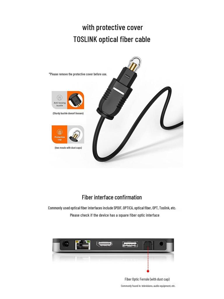 Оптический аудиокабель Toslink: Подключение SPDIF для телевизора, саундбара, усилителя, проектора.