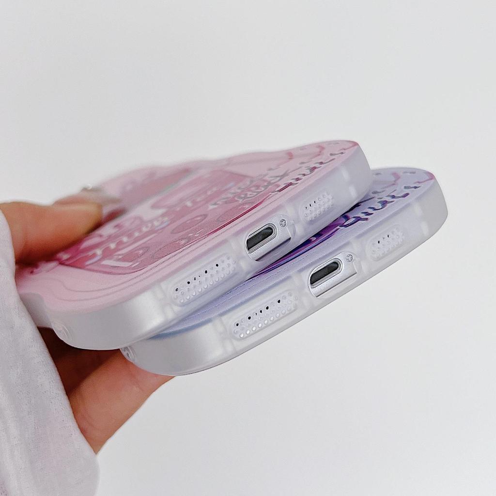 Wave Edge Silicone Case for Oppo A58 A78 A38 Samsung A54 A34 A24 A14 iPhone 15 14 Redmi Note 12 11 10 Infinix Note 30 Funda Milk Tea Bear Bunny Cover