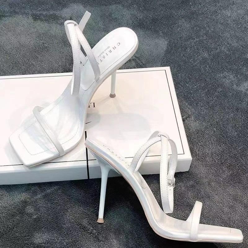 Босоножки-стилетто с ремешками на пряжках для женщин, вечерние босоножки с открытым носком, модная новинка 2024 года, женская обувь, горячие продажи