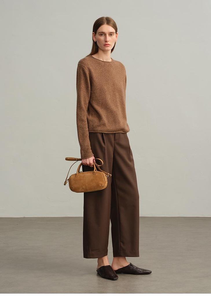 Women's Sequined Cashmere Sweater - Thickened Roll-Edge Round Neck, Versatile Autumn/Winter Casual Knit Base Layer