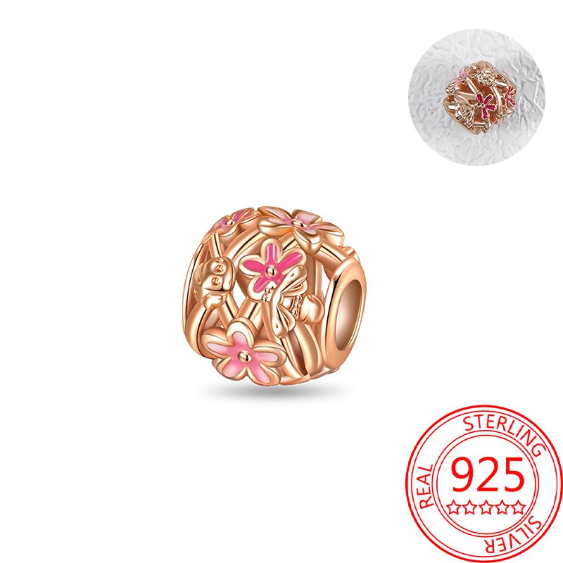 Медь Настоящее Розовое Золото Розовый Осьминог Летняя Черепаха Сердце Подвеска Шарм Подходит для Оригинальных Браслетов Ожерелий Браслет Девушка
