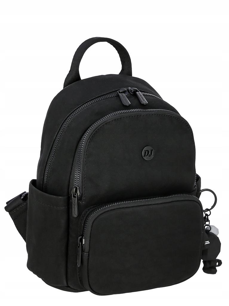 David Jones women's small city backpack, eco-leather, black