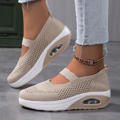 Женская обувь большого размера из мушиной ткани, дышащая сетчатая обувь для ленивых, легкая, с воздушной подушкой, повседневная спортивная сетчатая обувь для мамы