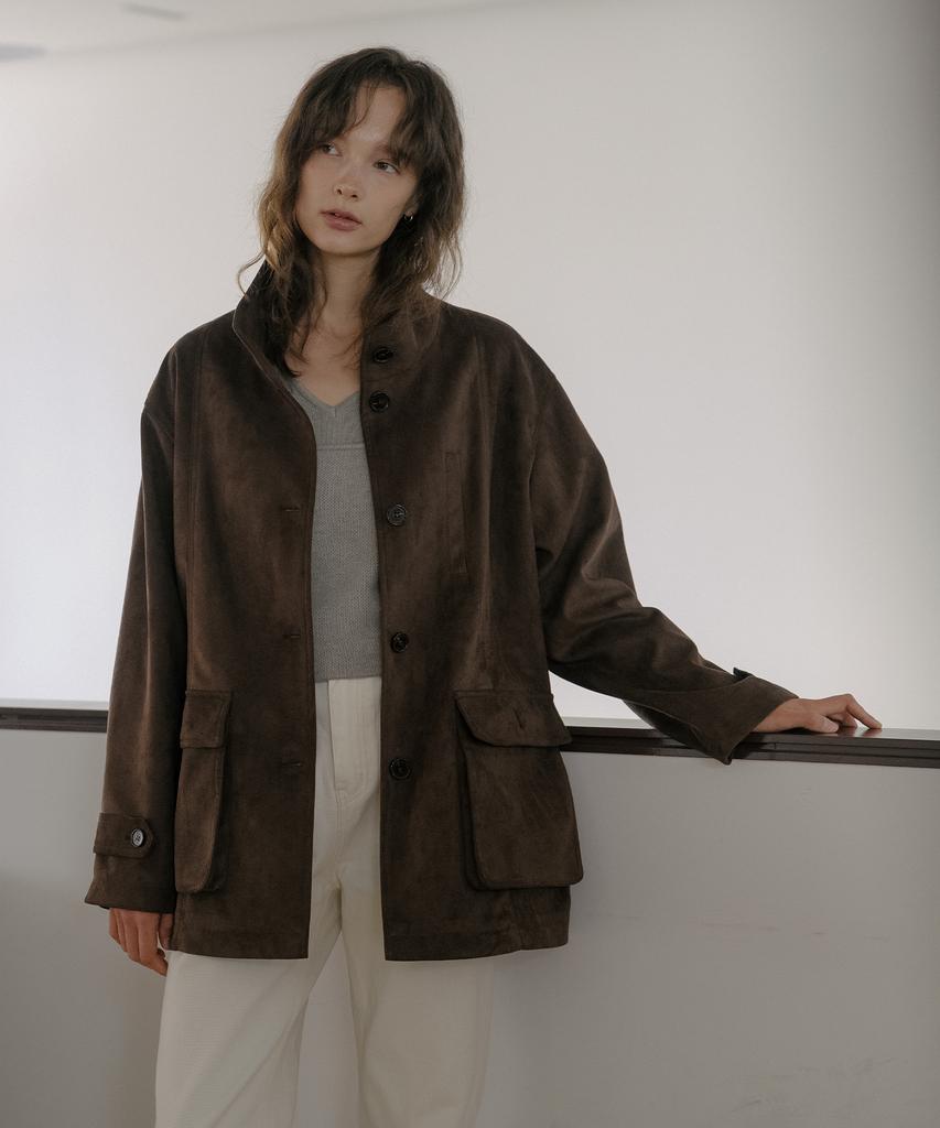 TILL I DIE Suede Utility Half Jacket [Tifa06Jk02]_Dark Brown