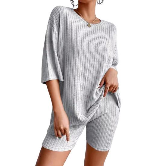 Женский летний спортивный костюм из 2 предметов с круглым вырезом и короткими рукавами, тонкий топ в американском стиле, шорты с высокой талией, спортивный костюм, летняя одежда для йоги