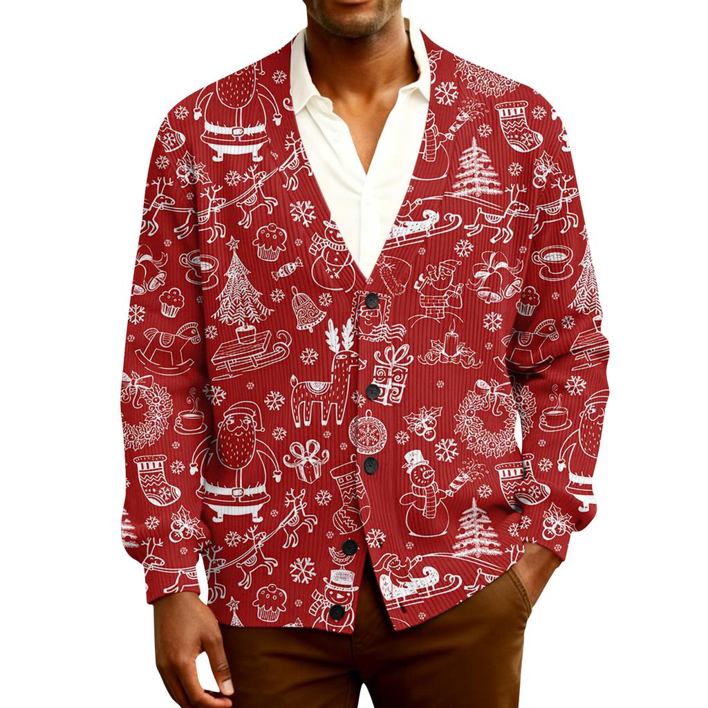 Мужской кардиган с длинным рукавом, рубчатой вязки