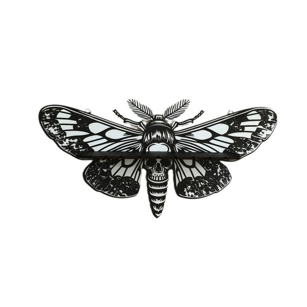 Death Head Moth Metal Wall Decor Black Wall Hanging Decor Gothic Silhouette Wall Art for Bedroom Living Room Bathroom Office Garden Wall Decoration