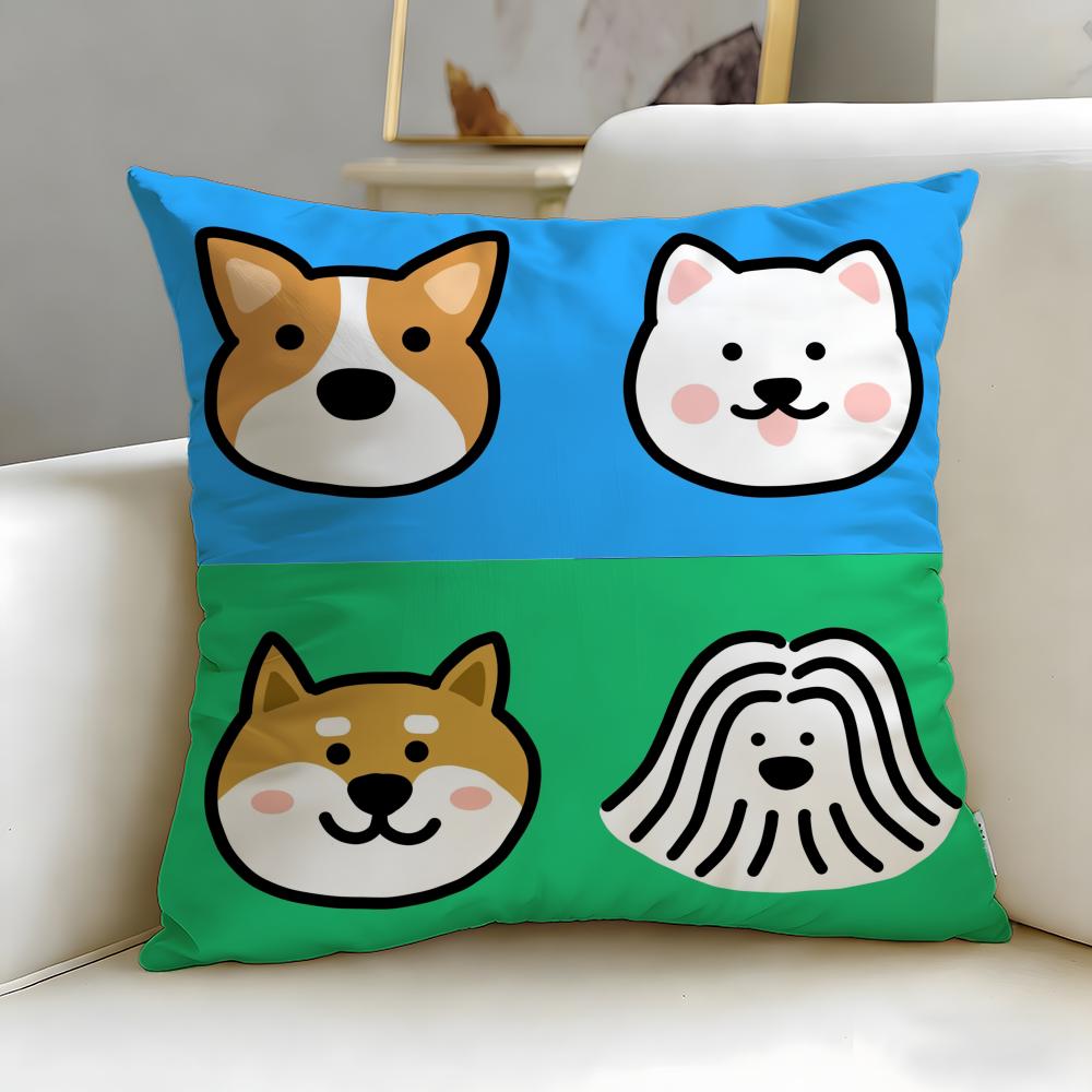 classic cartoon Cartoon Simple Dog Cushion Cover Soft & Easy-Wash Pillow Case – Versatile for Couch, Bed, Travel and Office