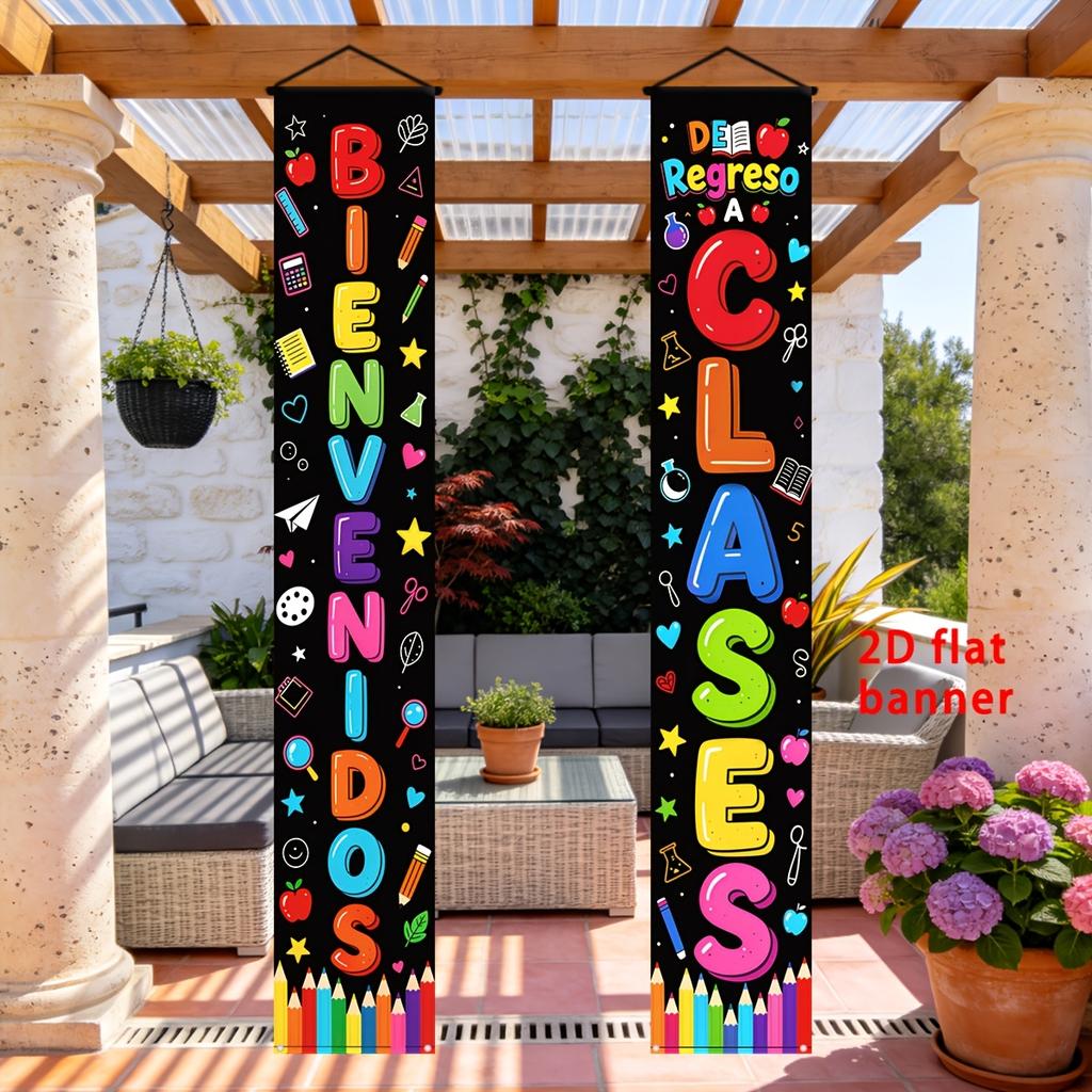 Porch Sign Bienvenidos Regreso Clases Blackboard 1 Pair Indoor Outdoor Decor
