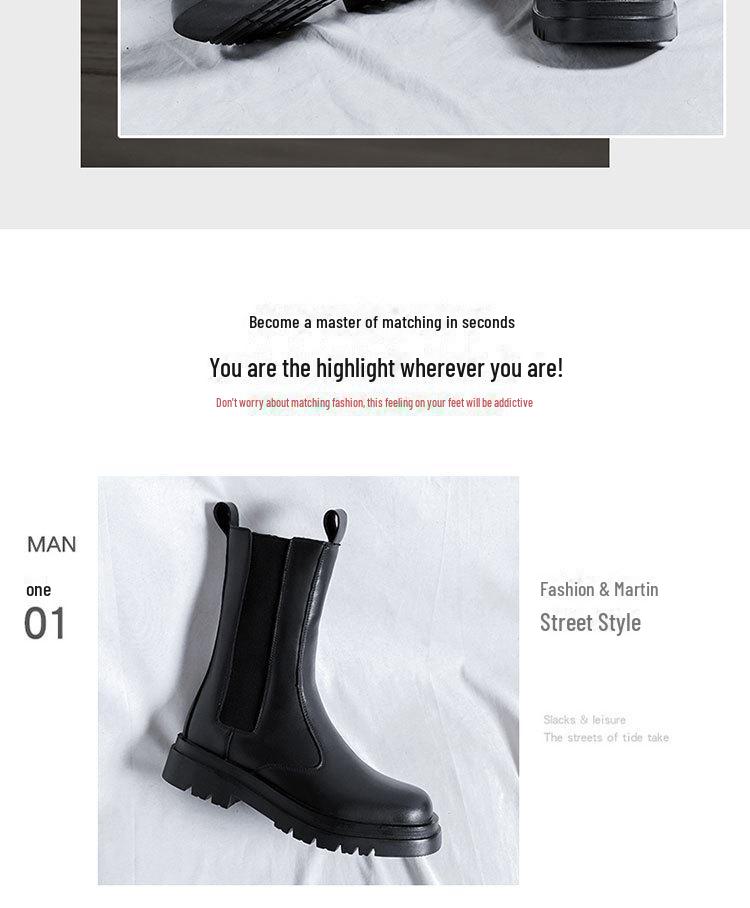 Осенние мужские высокие ботинки челси с круглым носком 2024 года 70181-R