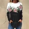 Fashion Floral Women's T-shirts Fall Trend Black And White Long Sleeves T Shirt Casual Loose Women Clothing Streetwear Tops