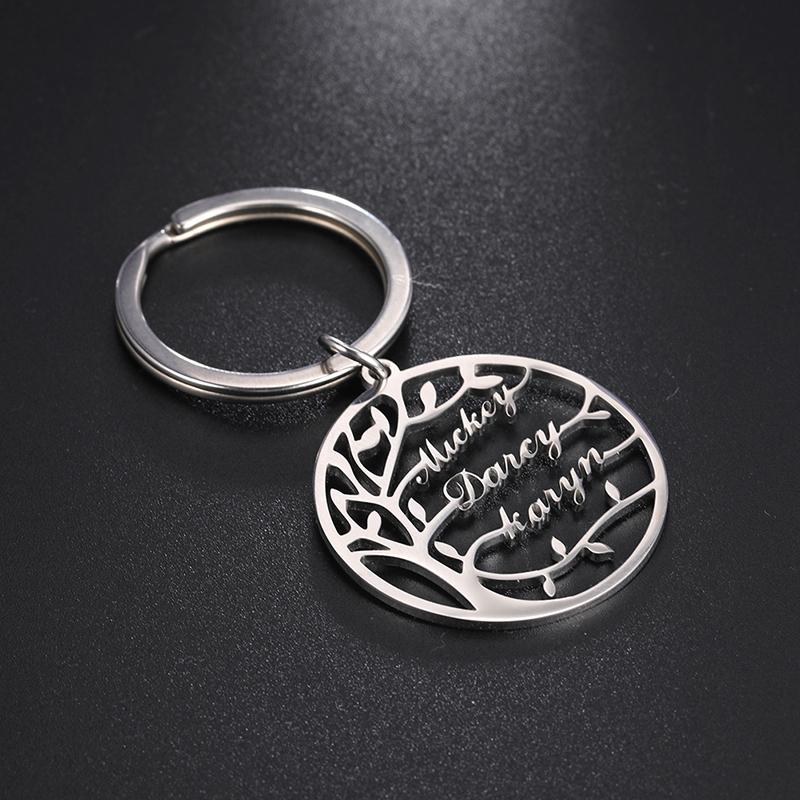 Custom Keychain Personalized Tree of Life Key Chain For Men Stainless Steel Key Ring Jewelry Boyfriend Christmas Gift