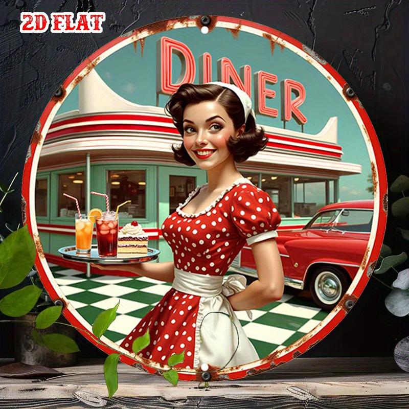 D Flat pc Timeless Charm Aluminum Metal Tin Sign Diner Decor Round Aluminum Sign Retro Style X Round Aluminum
