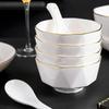 APLO Porcelain Love Gold Rim 24-Piece Dinnerware Set