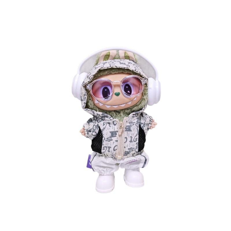 Labubu Doll Outfit Set 15cm 17cm Fashion Hooded Sun Protection Pants Headphones Glasses 4 Or 5 Piece Toy Clothing