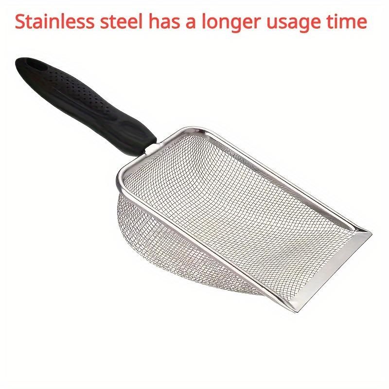A Large Colander Stainless Steel Pet Feces Shovel Plastic Handle Stainless Steel Shovel for Easy Use of Dogs and Cats