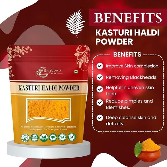 Порошок Кастури Халди Brijbooti для сияющей кожи -(200 г) Кастури Манджал Дикая Куркума | Curcuma Aromatica Джангли Халди Для Естественно Сияющей Кожи
