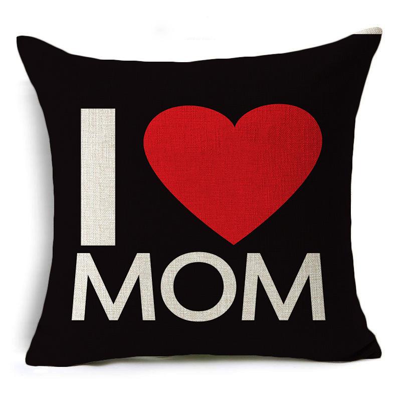 Новый подарок на День матери Текст Любовь Узор Наволочка Лен Принт Декоративная подушка Наволочка