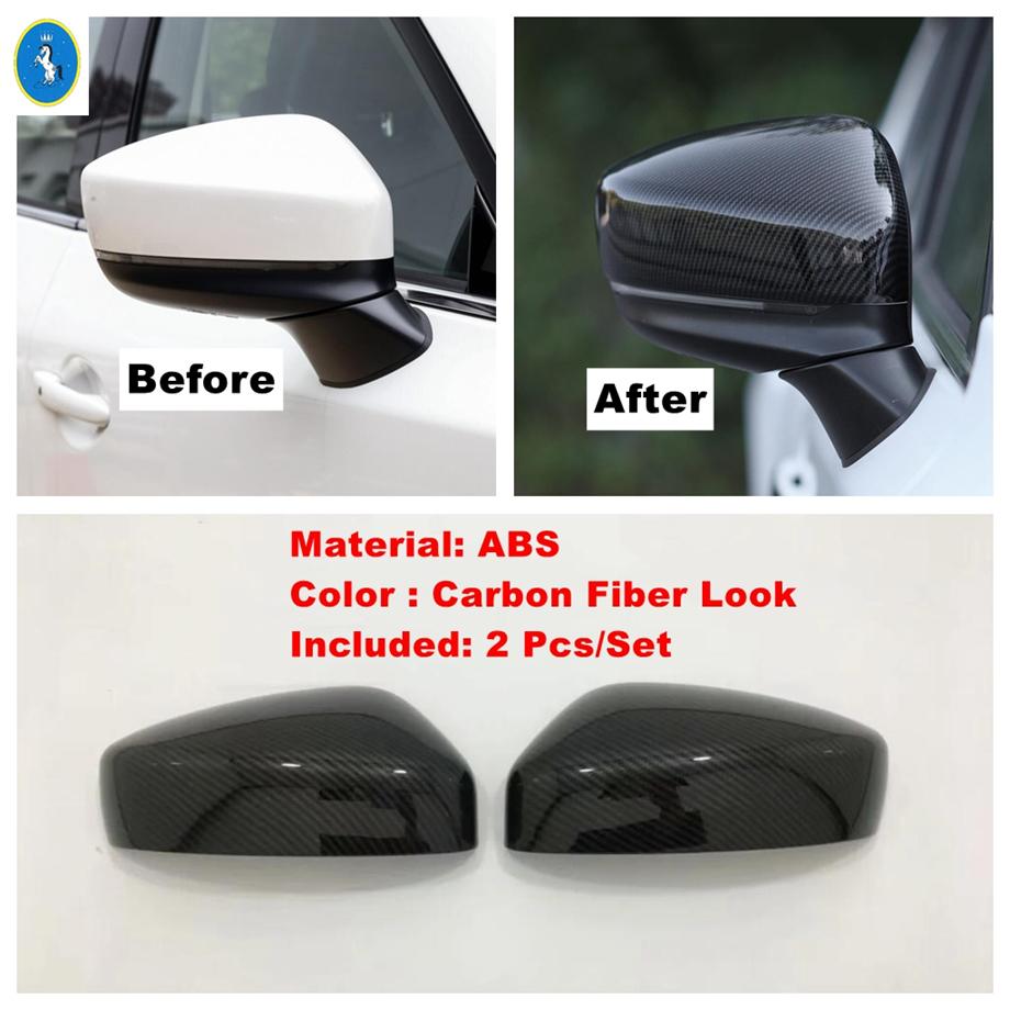 Auto Door Rearview Mirror Shell Cover Decor Cap Trim For Mazda CX-5 CX5 2017 - Chrome / Carbon Fiber Exterior Accessories
