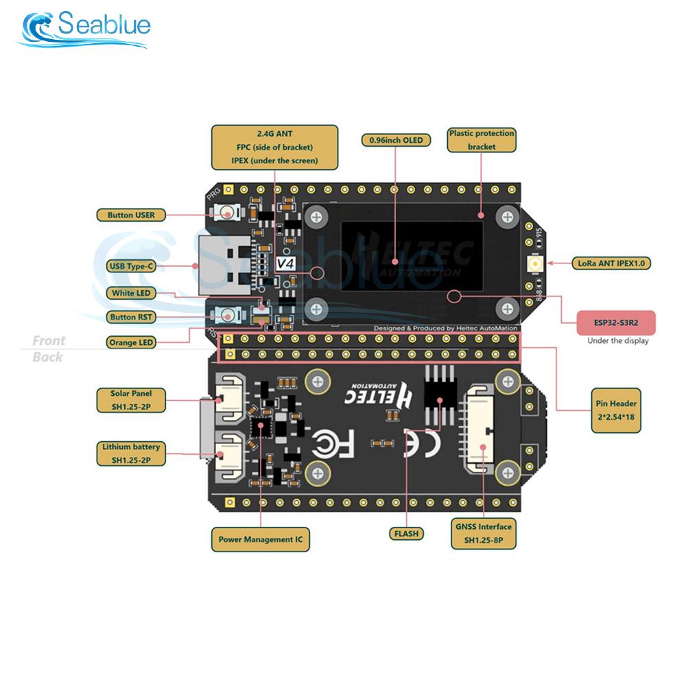 WiFi LoRa 32 V4 Development Board With ESP32-S3 & 0.96" OLED Supports 28dBm LoRa/BLE/WiFi and Solar/GNSS Interfaces 863-928MHZ