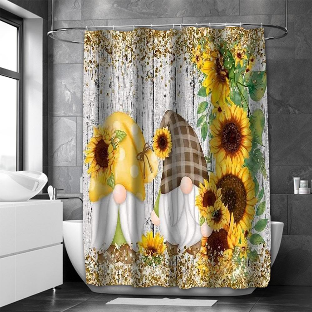 Sunflower Dwarf Bathroom Shower Curtain Dwarf Waterproof Fabric Bathroom Curtain With 12 Hooks Sunflower Home Deco Free Ship