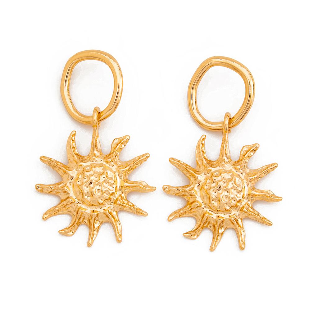 Модные средневековые украшения Mangstar Alloy French Sun Personality Trendy Women's Earrings Sun Flower Earrings