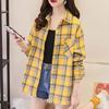 Отложной воротник, длинный рукав, однобортная рубашка с накладными карманами, свободная рубашка, классическая повседневная рубашка с клетчатым принтом, блузка, женская одежда