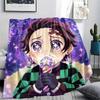 Demon Slayer Tanjiro Comfortable Print Flannel Blanket Warm Suitable for Bed Sofa Chair Home Picnic.-TING
