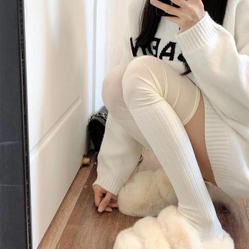 5 цветов, высокие чулки до бедра, женские длинные носки выше колена, теплые вязаные носки-ботинки, гетры, японские хлопковые леггинсы JK с высокими трубками