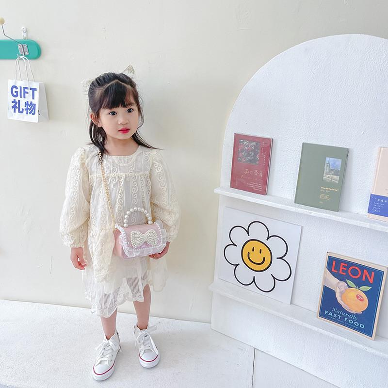 Charming Mini Pearl Chain Handbag For Girls In Various Colors Cute Lace Design