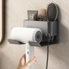 Hair Dryer Organizer Wall Mounted Straightener Stand With Storage Box Hairdryer Holder Organizer Shelf Bathroom Accessories