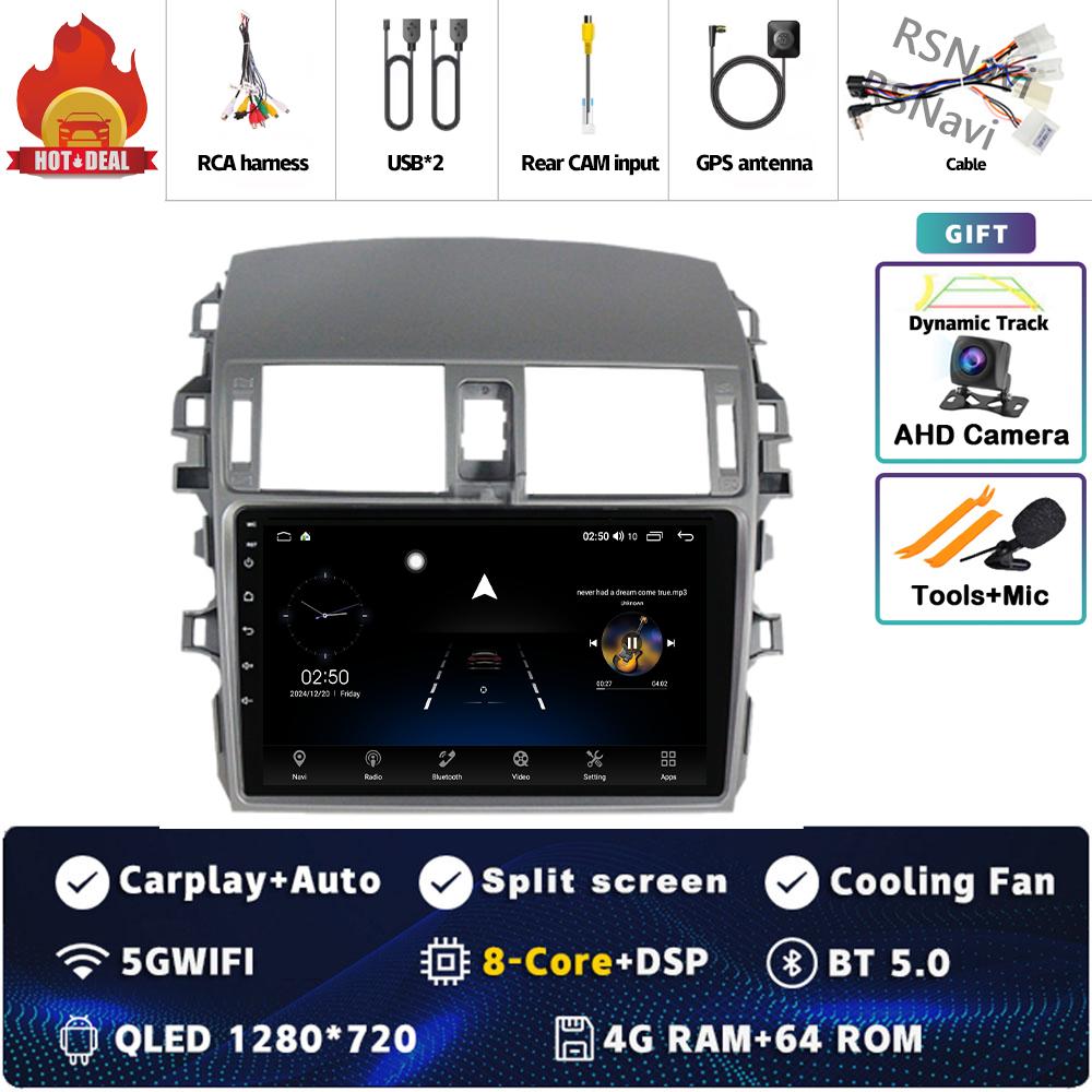 Android 14 Carplay автомобильное радио для Toyota Corolla E140 E150 2006 - 2013 Мультимедийный видеоплеер Навигация GPS Стерео 2Din DVD BT