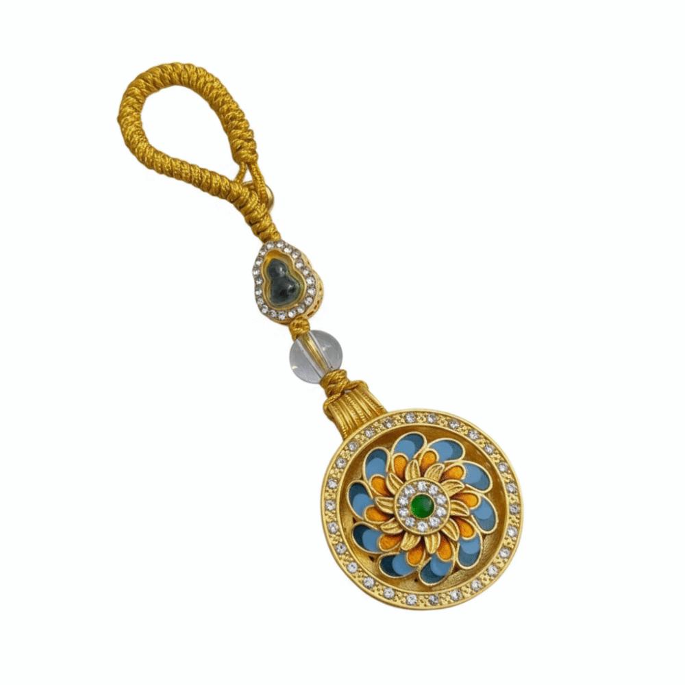 Metal Sunflower Keychain Rotatable Zodiac Key Ring Backpack Pendant New Year Pendant  Car Keychain