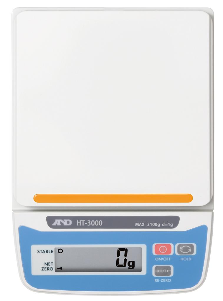 Цифровые весы 3100 г Минимальная чаша 1 г Нет A&D HT-3000 Диапазон взвешивания Дискретность размера 132(W)130(D)мм сертификация